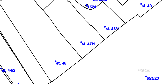 Parcela st. 47/1 v KÚ Uherské Hradiště, Katastrální mapa