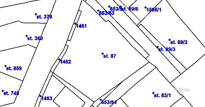 Parcela st. 87 v KÚ Uherské Hradiště, Katastrální mapa