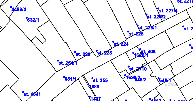 Parcela st. 223 v KÚ Uherské Hradiště, Katastrální mapa