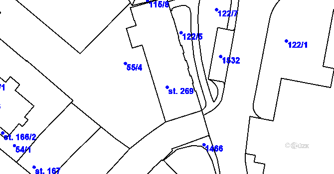 Parcela st. 269 v KÚ Uherské Hradiště, Katastrální mapa
