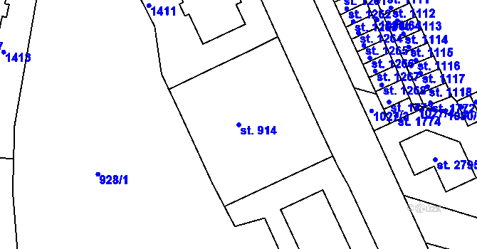 Parcela st. 914 v KÚ Uherské Hradiště, Katastrální mapa