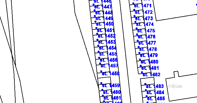 Parcela st. 1455 v KÚ Uherské Hradiště, Katastrální mapa