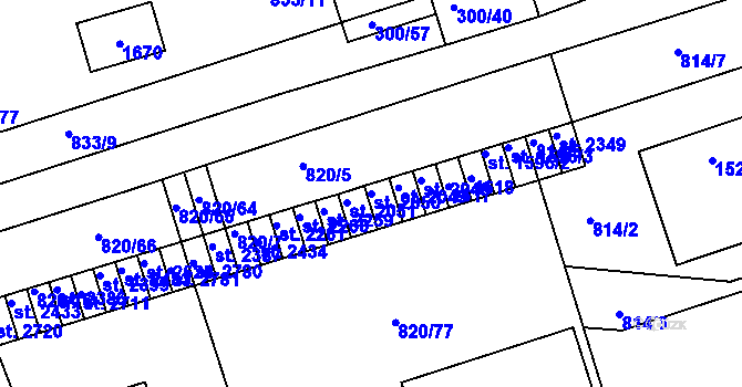 Parcela st. 2050 v KÚ Uherské Hradiště, Katastrální mapa
