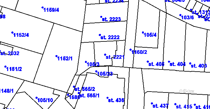 Parcela st. 2221 v KÚ Uherské Hradiště, Katastrální mapa