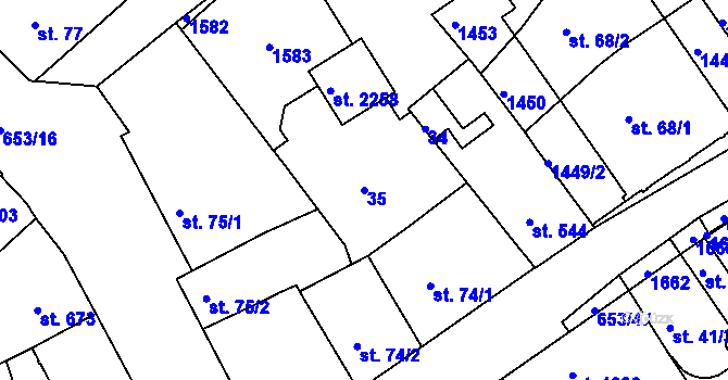 Parcela st. 35 v KÚ Uherské Hradiště, Katastrální mapa