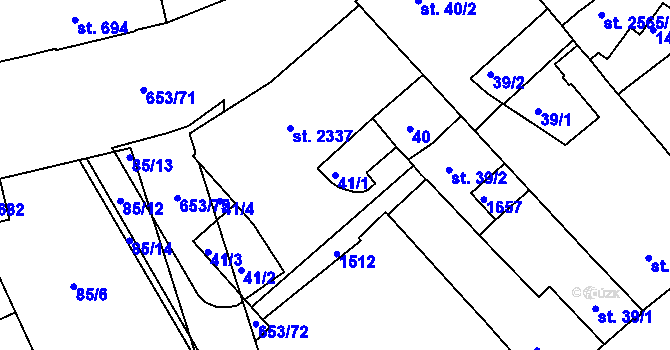 Parcela st. 41/1 v KÚ Uherské Hradiště, Katastrální mapa