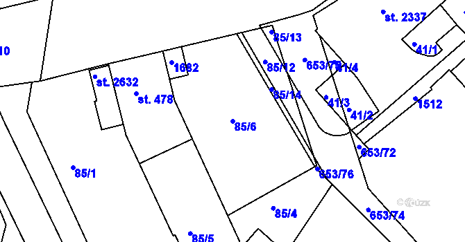Parcela st. 85/6 v KÚ Uherské Hradiště, Katastrální mapa