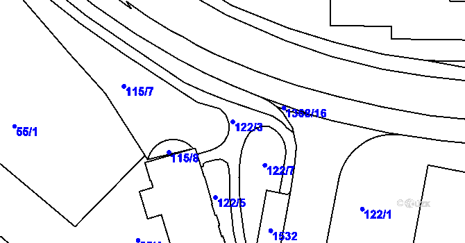 Parcela st. 122/3 v KÚ Uherské Hradiště, Katastrální mapa