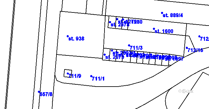Parcela st. 2673 v KÚ Uherské Hradiště, Katastrální mapa