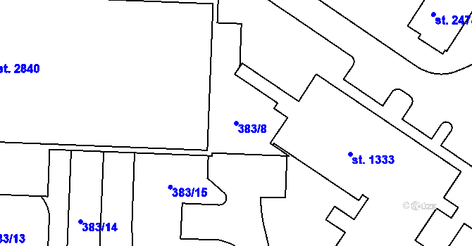 Parcela st. 383/8 v KÚ Uherské Hradiště, Katastrální mapa