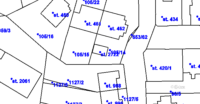 Parcela st. 2722 v KÚ Uherské Hradiště, Katastrální mapa