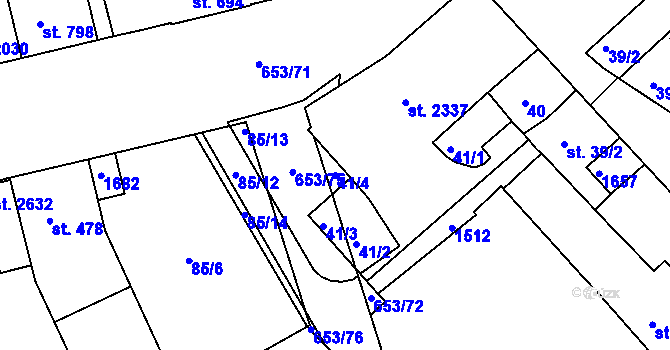 Parcela st. 41/4 v KÚ Uherské Hradiště, Katastrální mapa