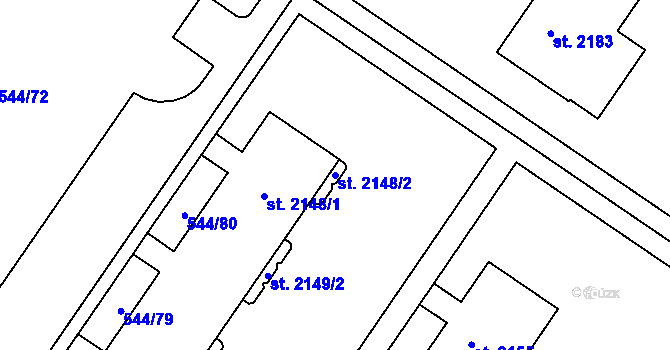 Parcela st. 2148/2 v KÚ Uherské Hradiště, Katastrální mapa
