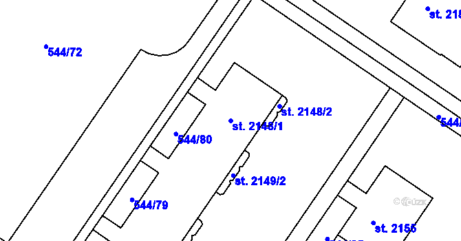 Parcela st. 2148/1 v KÚ Uherské Hradiště, Katastrální mapa