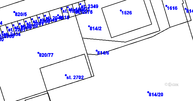 Parcela st. 814/6 v KÚ Uherské Hradiště, Katastrální mapa
