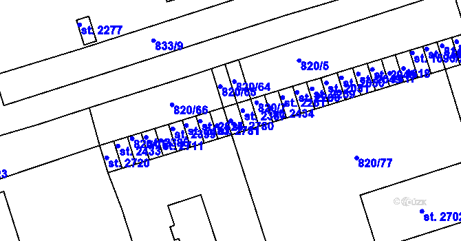 Parcela st. 2780 v KÚ Uherské Hradiště, Katastrální mapa