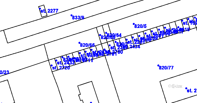 Parcela st. 2781 v KÚ Uherské Hradiště, Katastrální mapa