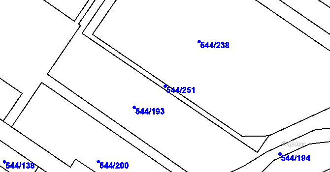 Parcela st. 544/251 v KÚ Uherské Hradiště, Katastrální mapa