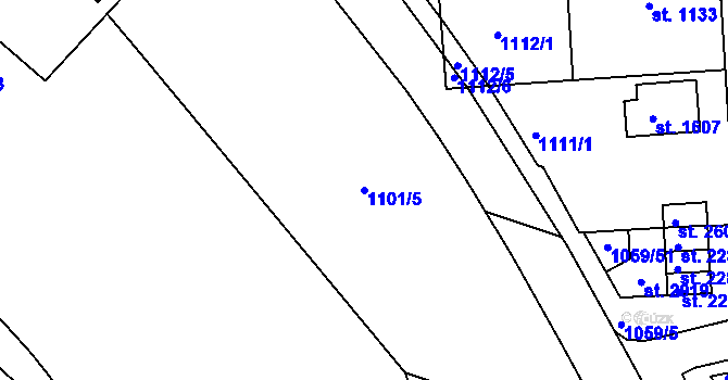 Parcela st. 1101/5 v KÚ Uherské Hradiště, Katastrální mapa