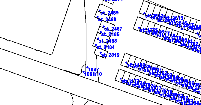 Parcela st. 2819 v KÚ Uherské Hradiště, Katastrální mapa