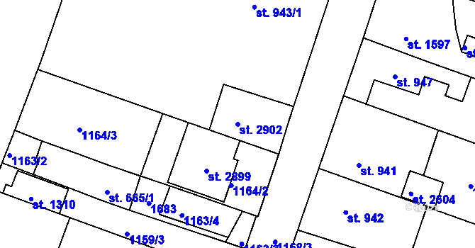 Parcela st. 2902 v KÚ Uherské Hradiště, Katastrální mapa