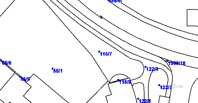 Parcela st. 115/7 v KÚ Uherské Hradiště, Katastrální mapa