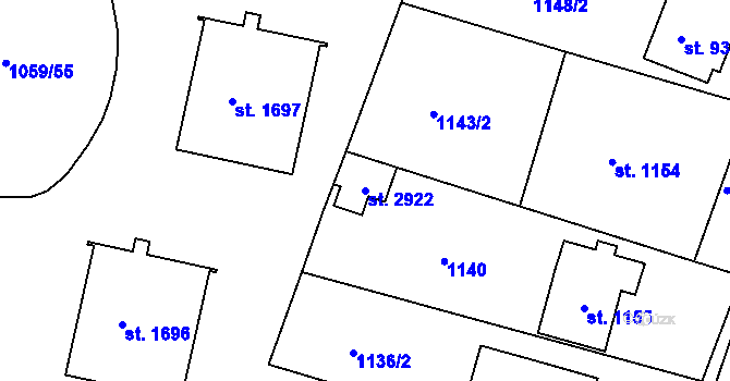 Parcela st. 2922 v KÚ Uherské Hradiště, Katastrální mapa