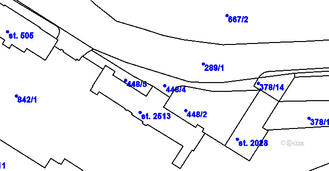 Parcela st. 448/4 v KÚ Uherské Hradiště, Katastrální mapa