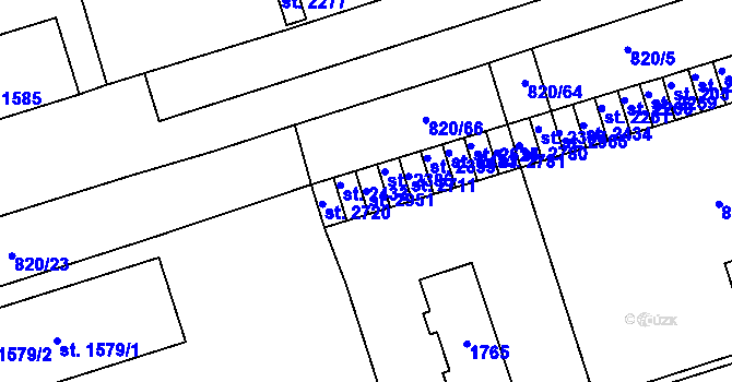 Parcela st. 2951 v KÚ Uherské Hradiště, Katastrální mapa