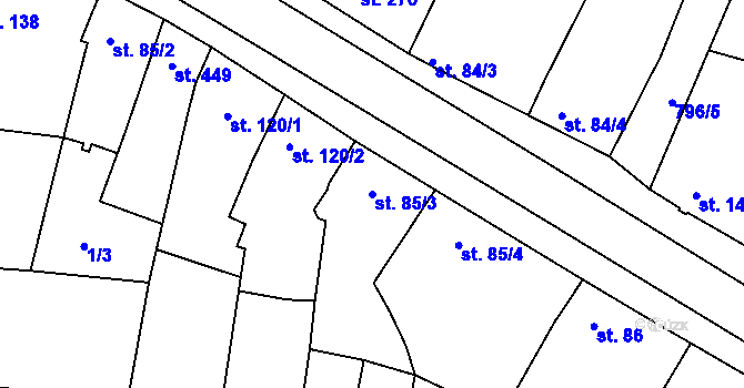 Parcela st. 85/3 v KÚ Sady, Katastrální mapa