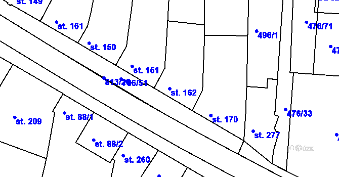 Parcela st. 162 v KÚ Sady, Katastrální mapa