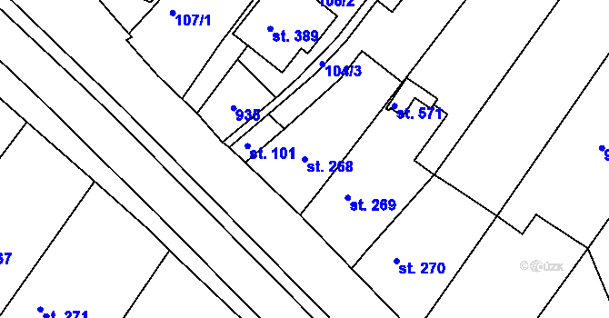 Parcela st. 268 v KÚ Sady, Katastrální mapa