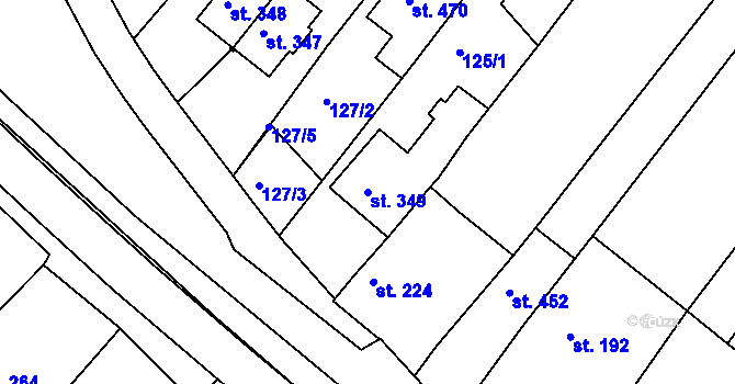 Parcela st. 349 v KÚ Sady, Katastrální mapa