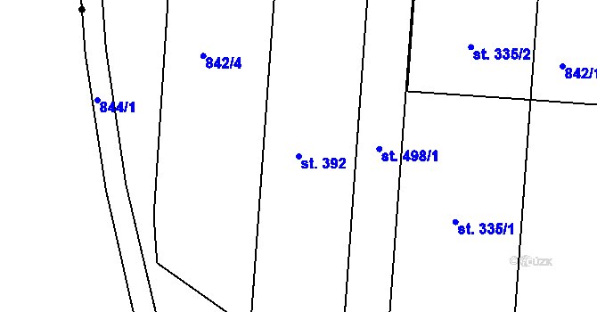 Parcela st. 392 v KÚ Sady, Katastrální mapa