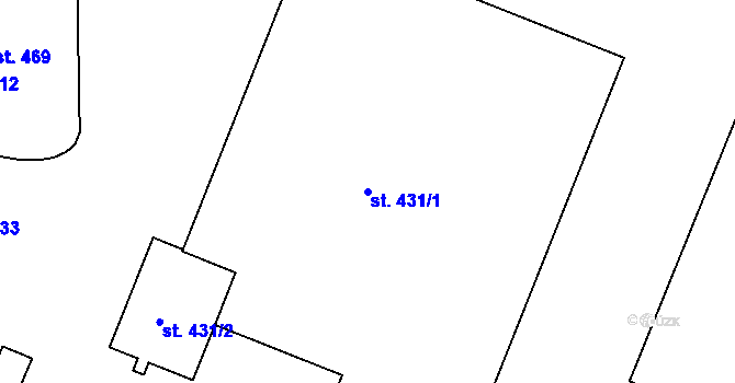 Parcela st. 431/1 v KÚ Sady, Katastrální mapa