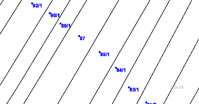 Parcela st. 85/1 v KÚ Sady, Katastrální mapa