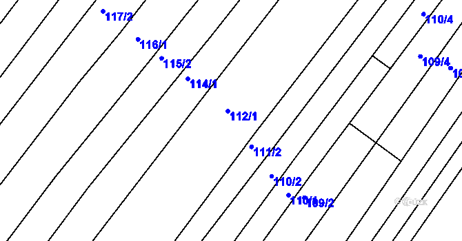 Parcela st. 112/1 v KÚ Sady, Katastrální mapa