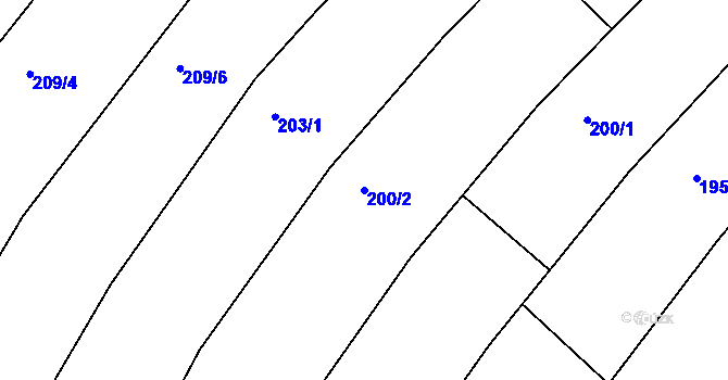 Parcela st. 200/2 v KÚ Sady, Katastrální mapa