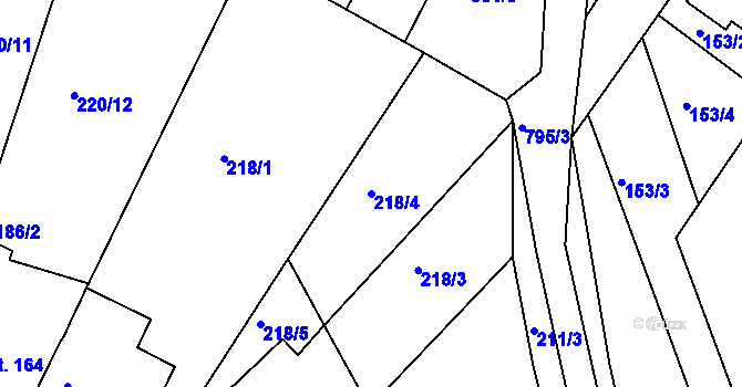 Parcela st. 218/4 v KÚ Sady, Katastrální mapa