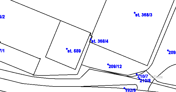 Parcela st. 224/9 v KÚ Sady, Katastrální mapa
