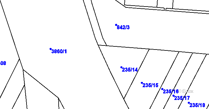 Parcela st. 235/13 v KÚ Sady, Katastrální mapa