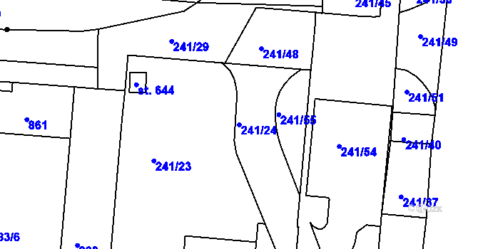 Parcela st. 241/24 v KÚ Sady, Katastrální mapa