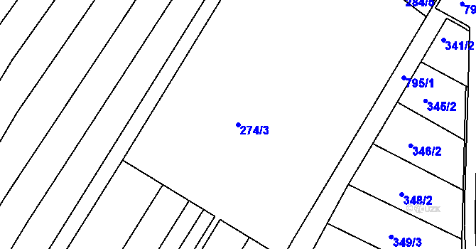 Parcela st. 274/3 v KÚ Sady, Katastrální mapa