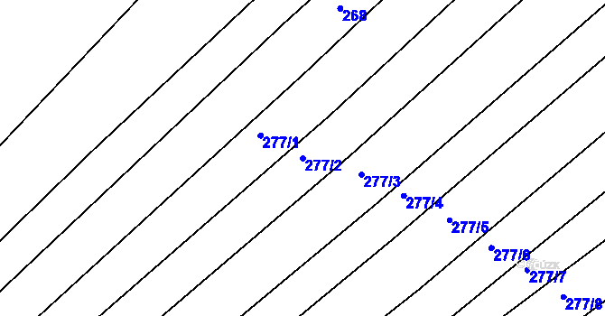 Parcela st. 277/2 v KÚ Sady, Katastrální mapa