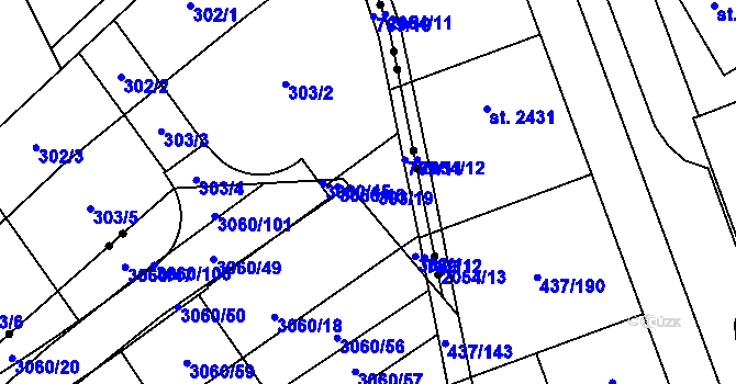 Parcela st. 306 v KÚ Sady, Katastrální mapa