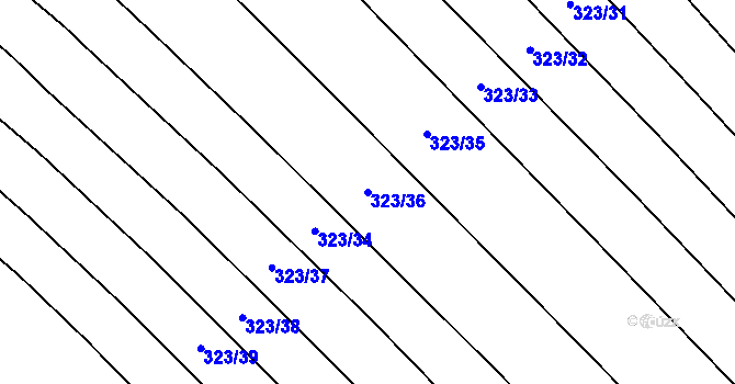 Parcela st. 323/36 v KÚ Sady, Katastrální mapa