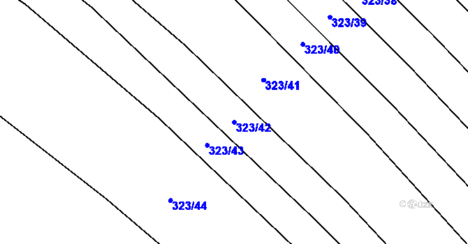 Parcela st. 323/42 v KÚ Sady, Katastrální mapa