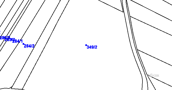 Parcela st. 349/2 v KÚ Sady, Katastrální mapa