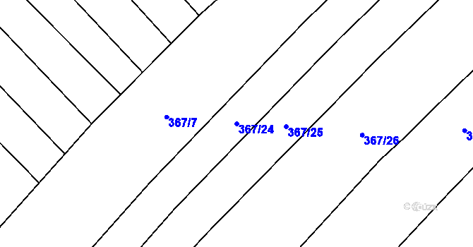 Parcela st. 367/24 v KÚ Sady, Katastrální mapa