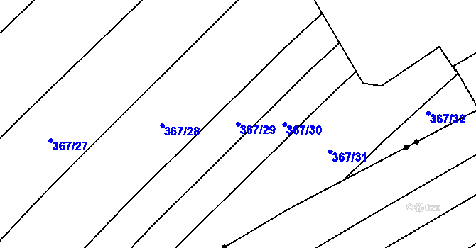 Parcela st. 367/29 v KÚ Sady, Katastrální mapa